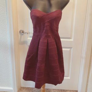 Express Maroon Strapless Dress